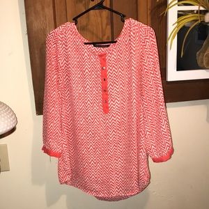 Chevron quarter button down blouse